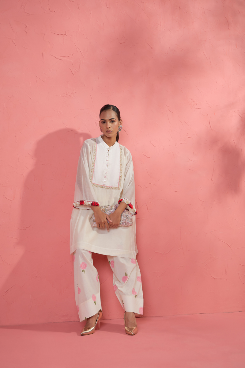 Rose Blush Set cotton cambric light kurta set by AAVIDI in multicolor for women in Singapore