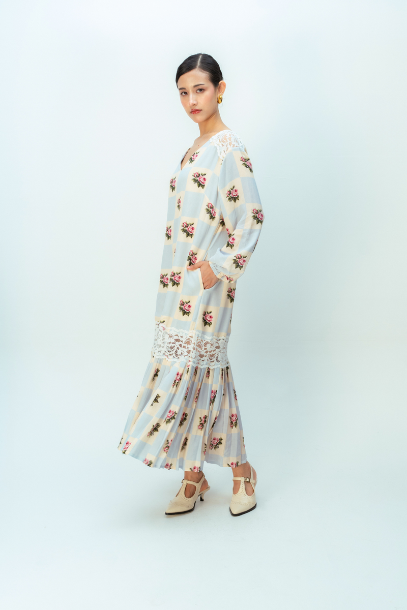 MOONLIT GROVE DRESS crepe dress by Ode to Odd in blue for women in Singapore