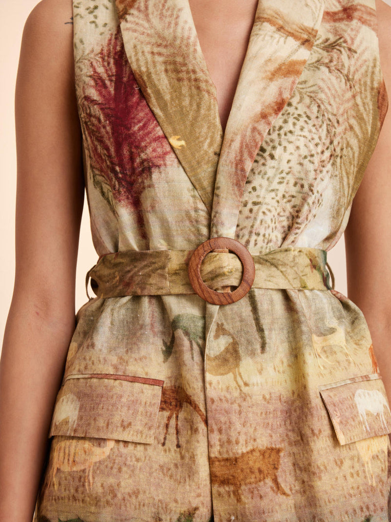 Summer Blazer Set (2pc) (Blazer + Pants)-Woods linen Co-ord Set by CORD for women in Singapore