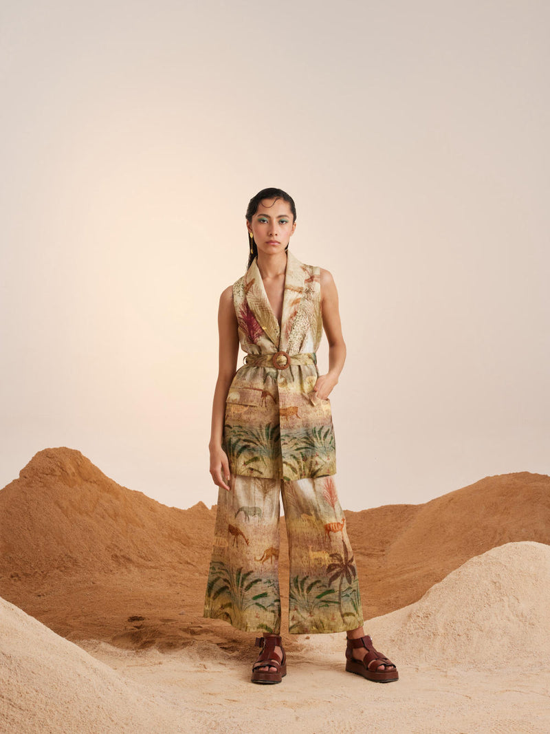Summer Blazer Set (2pc) (Blazer + Pants)-Woods linen Co-ord Set by CORD for women in Singapore