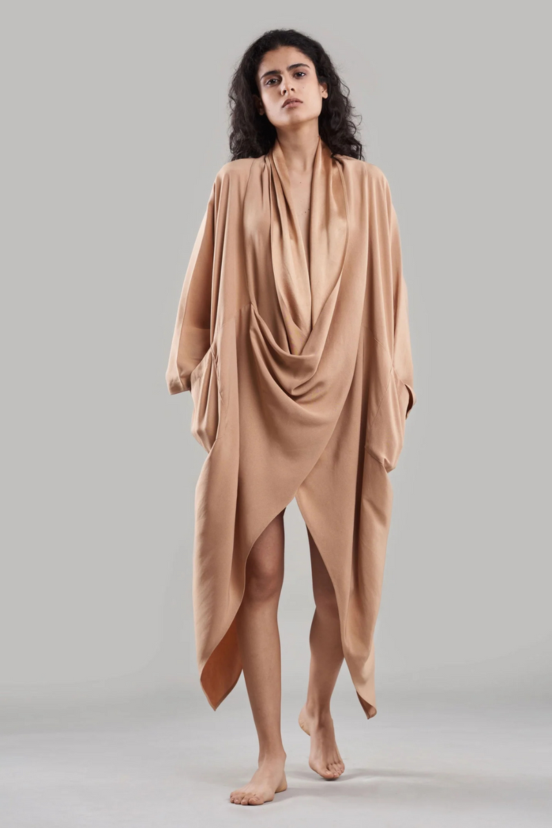 Amala Cape Dress silk Buy Amala Cape Dress from C&W | Dresses for Women by Ituvana in black color for women in Singapore