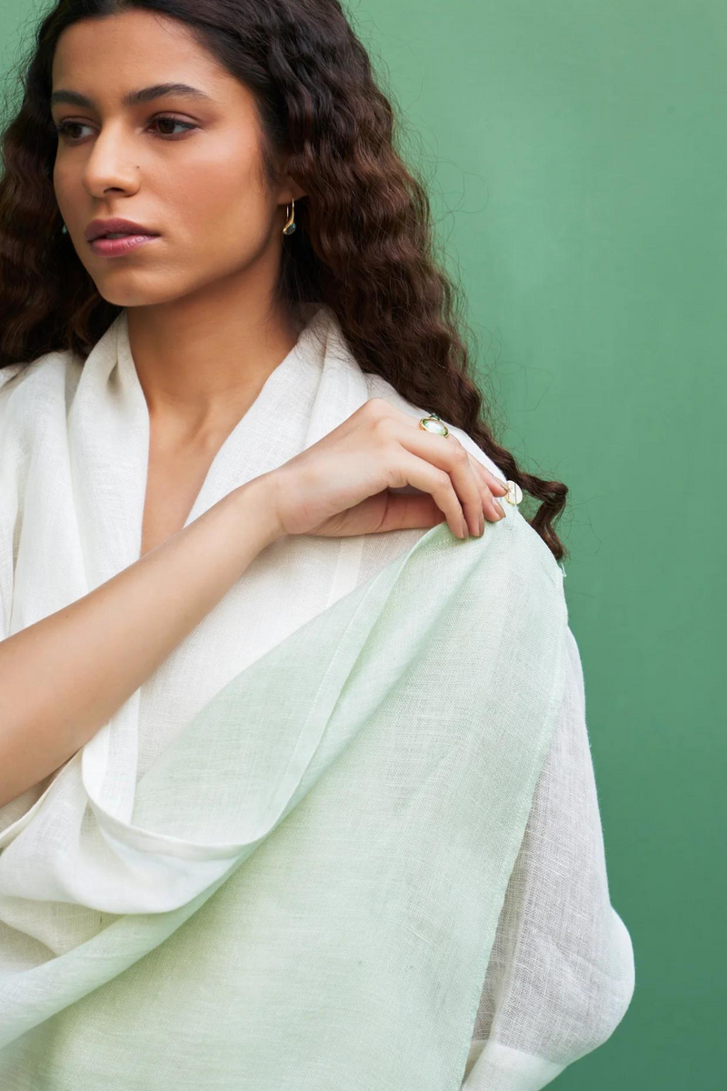 Jin Linen Dress With Overlay
- Ivory linen by Manan in ivory color for women in Singapore