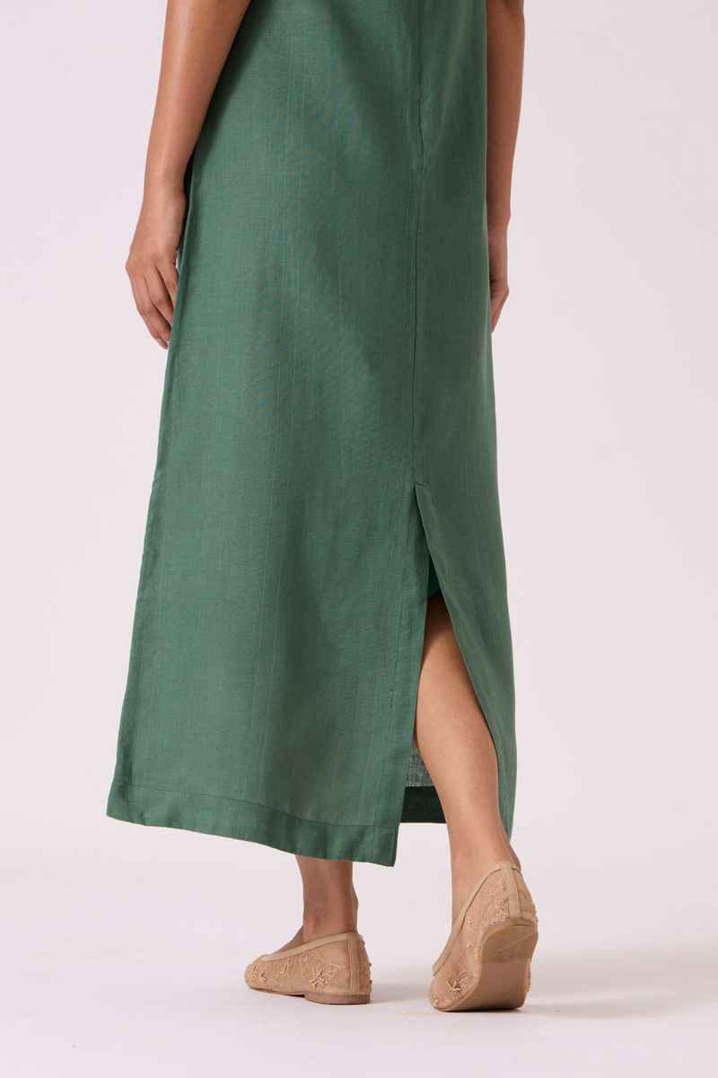 Pierre Green Linen Dress linen by The Summer House for women in Singapore