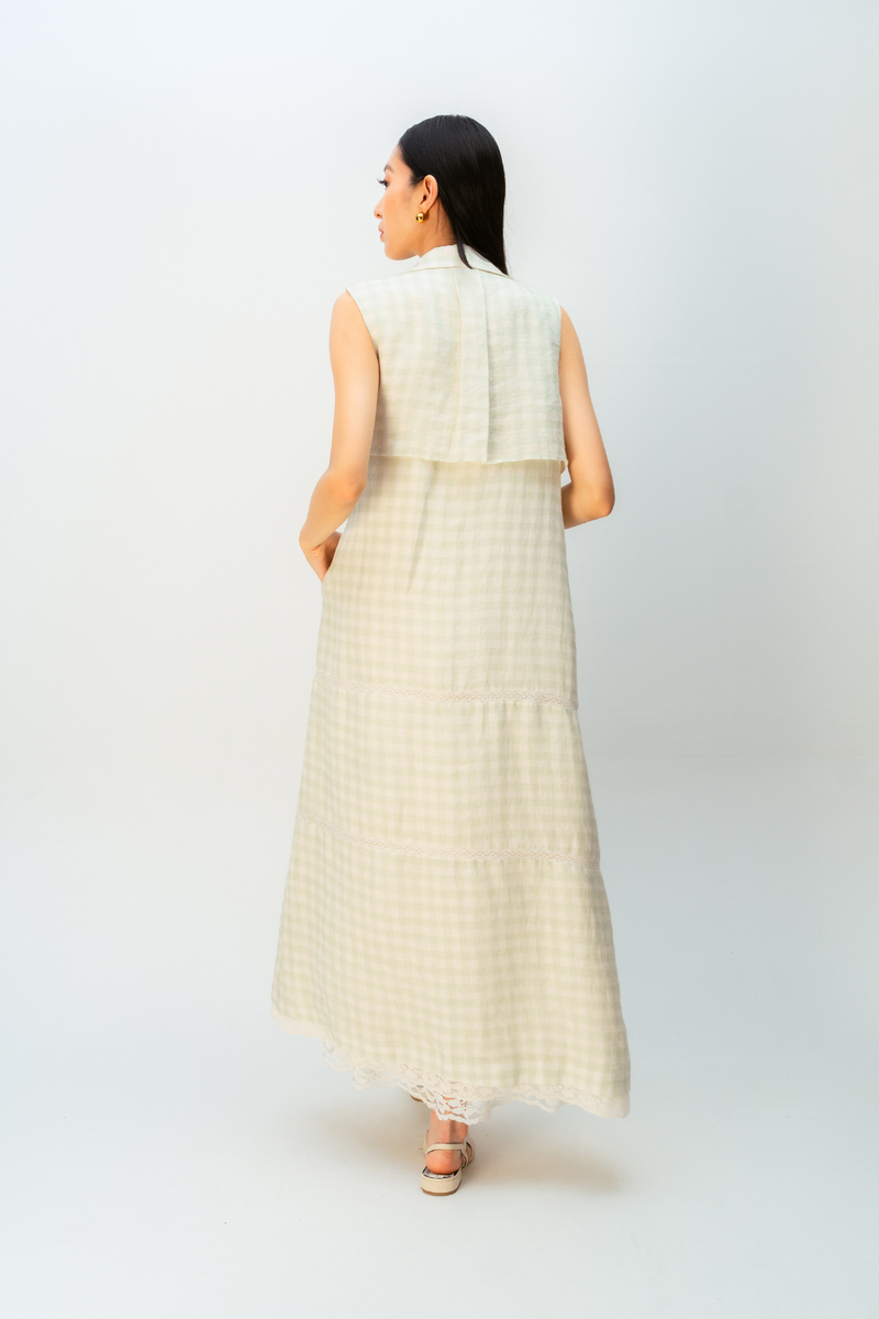 Summer Shimmer Trench linen jacket/overlay by Ode to Odd in green for women in Singapore