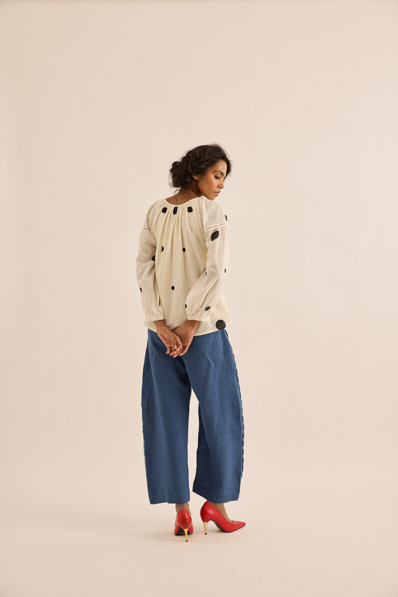 Snowdot Top mul top/shirt by Khara Kapas in ivory for women in Singapore