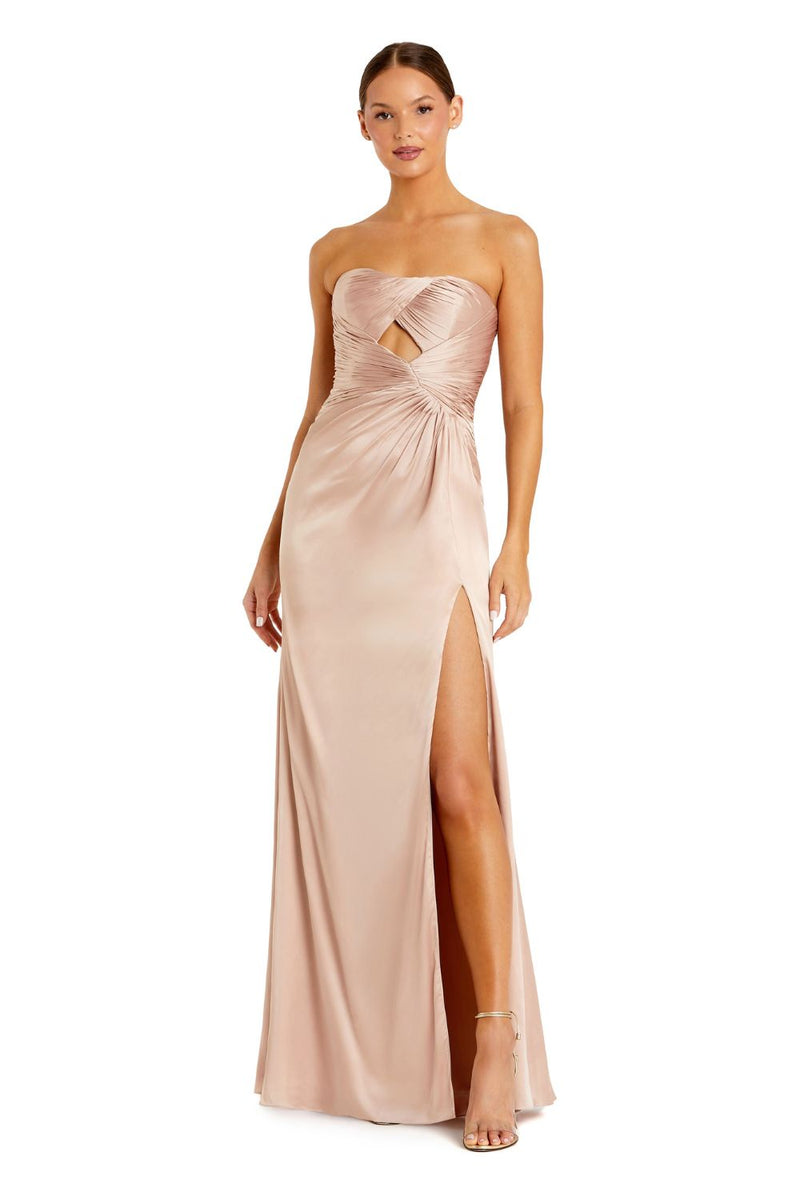 68837-Pink Strapless Charmeuse Wrap Gown With Cutout Detail satin by Mac Duggal for women in Singapore
