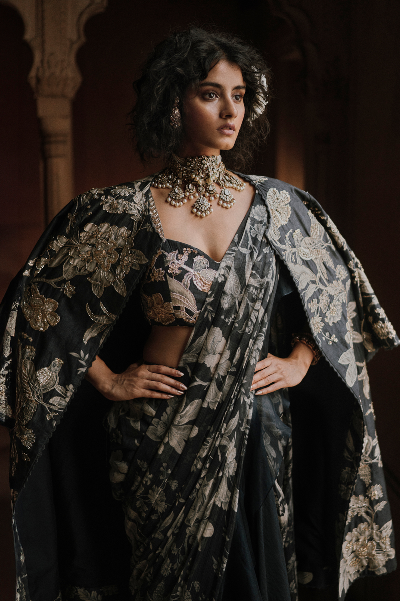 PH-2489 
Saree 
Blouse 
Jacket Set by Paulmi & Harsh for women in Singapore