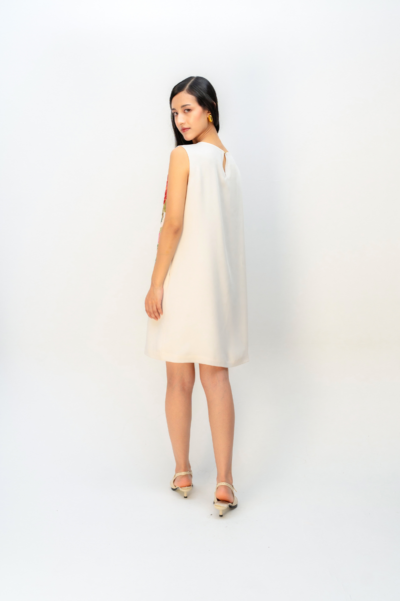 ROSEGARDEN DRESS crepe dress by Ode to Odd in off white for women in Singapore