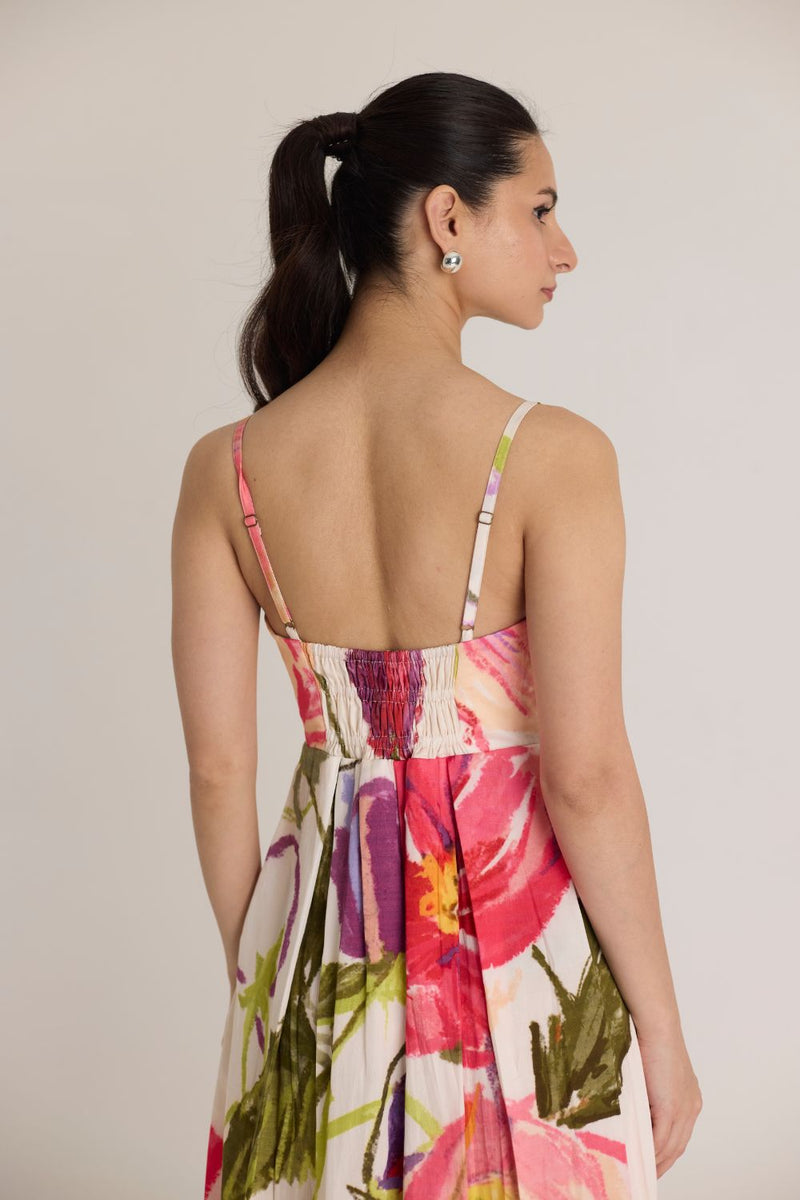 DOLLY WHITE BRALETTE DRESS satin by Yam in multi color for women in Singapore