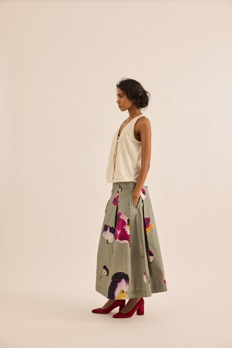 White Thistle Top mul top/shirt by Khara Kapas in ivory for women in Singapore