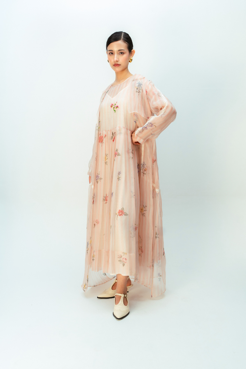 SUNLIT MEADOW TRENCH silk organza jacket/overlay by Ode to Odd in blush pink for women in Singapore
