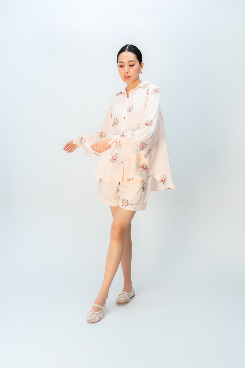 ALMOND DAZE CO-ORD SET crepe co-ord set by Ode to Odd in blush pink for women in Singapore