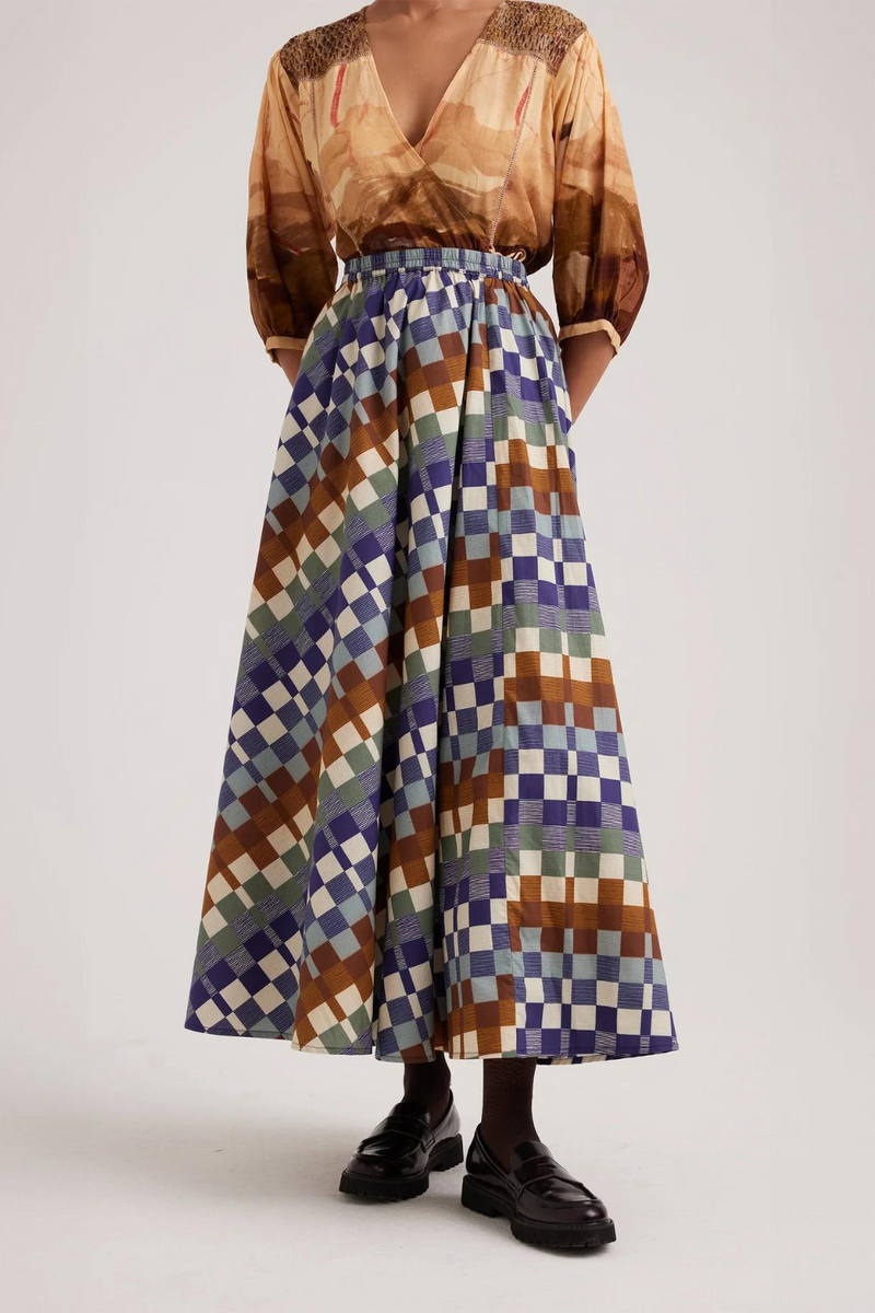 Circle Skirt-Checkers satin by CORD for women in Singapore