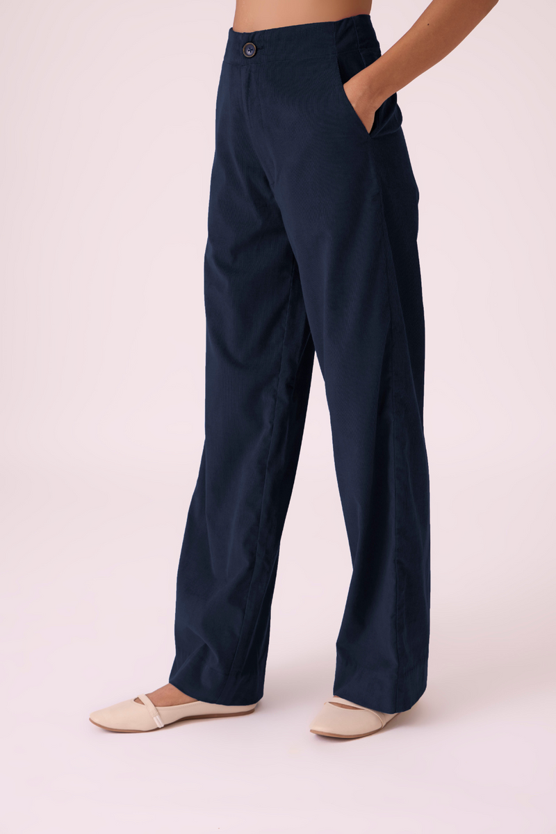 Hatchi Blue Corduroy Pants corduroy by The Summer House in blue color for women in Singapore