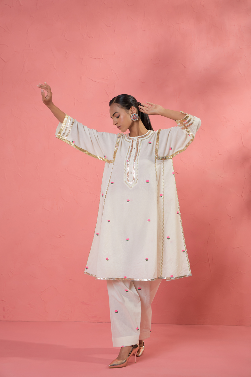 Lotus Blush Set cotton cambric light kurta set by AAVIDI in multicolor for women in Singapore