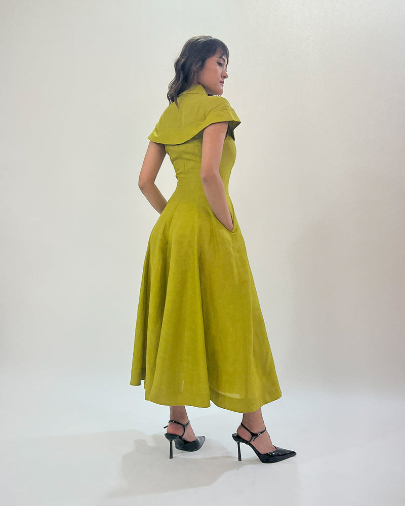 Sophie Cape dress linen Buy Sophie Cape dress from C&W | Dresses for Women by Leh Studios in green color for women in Singapore