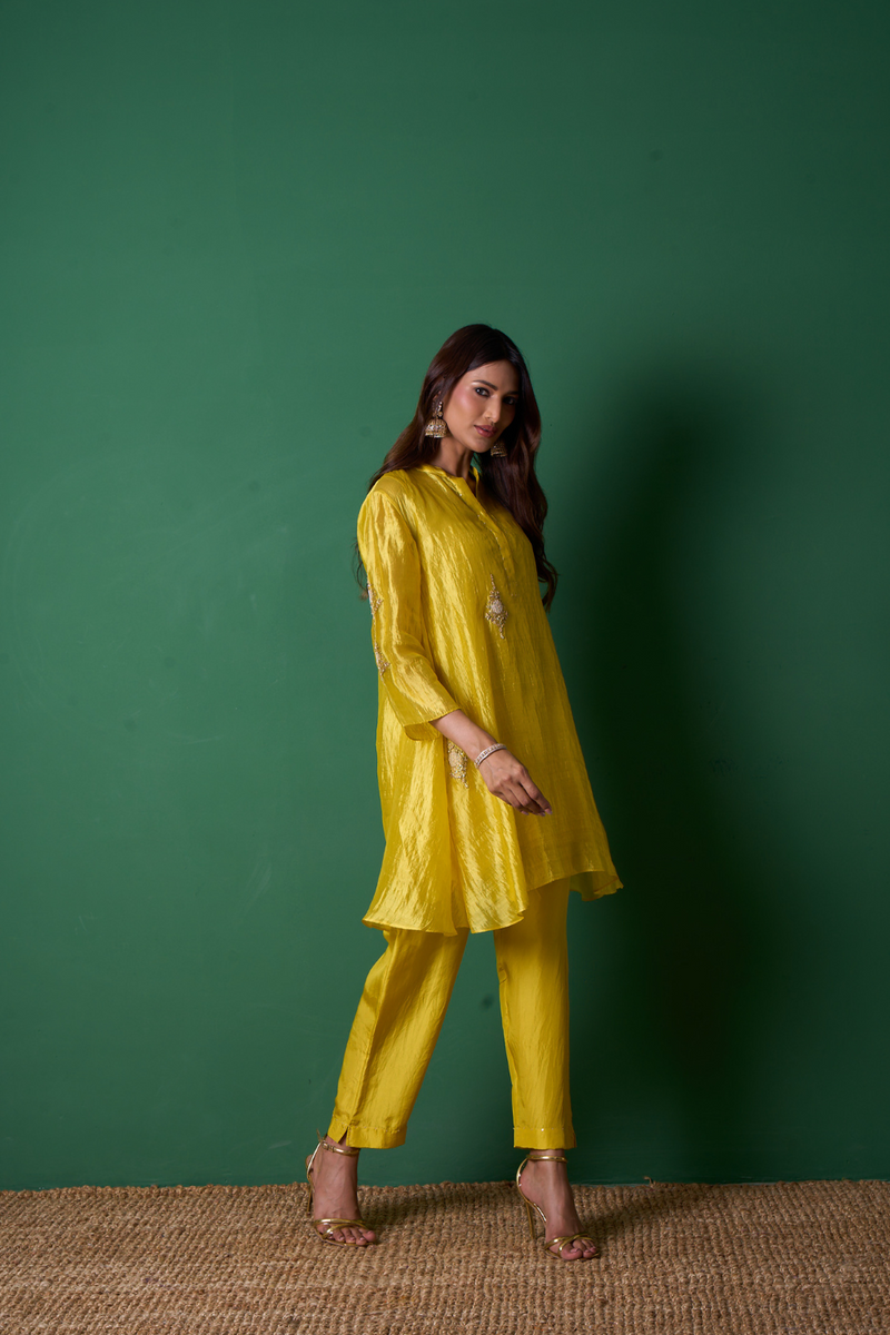Paradise Kurta Set - Yellow with Dupatta