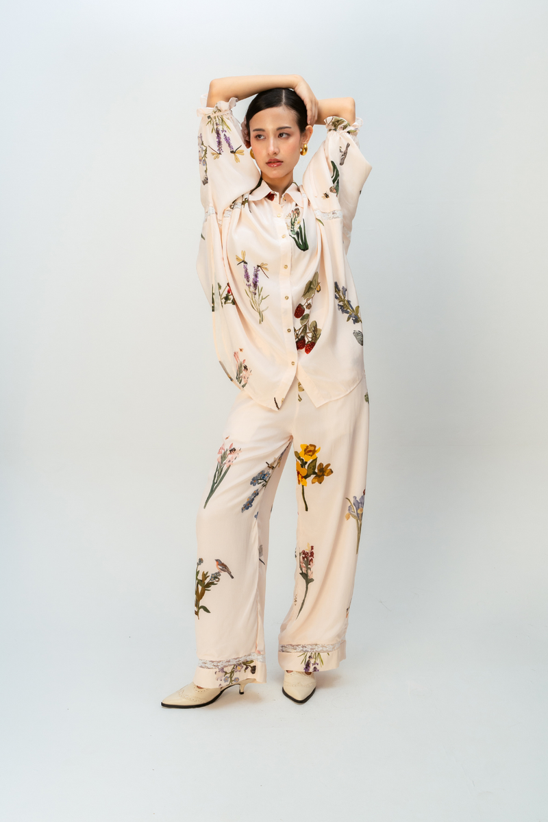 GENTLE GRACE CO-ORD SET crepe co-ord set by Ode to Odd in blush pink for women in Singapore