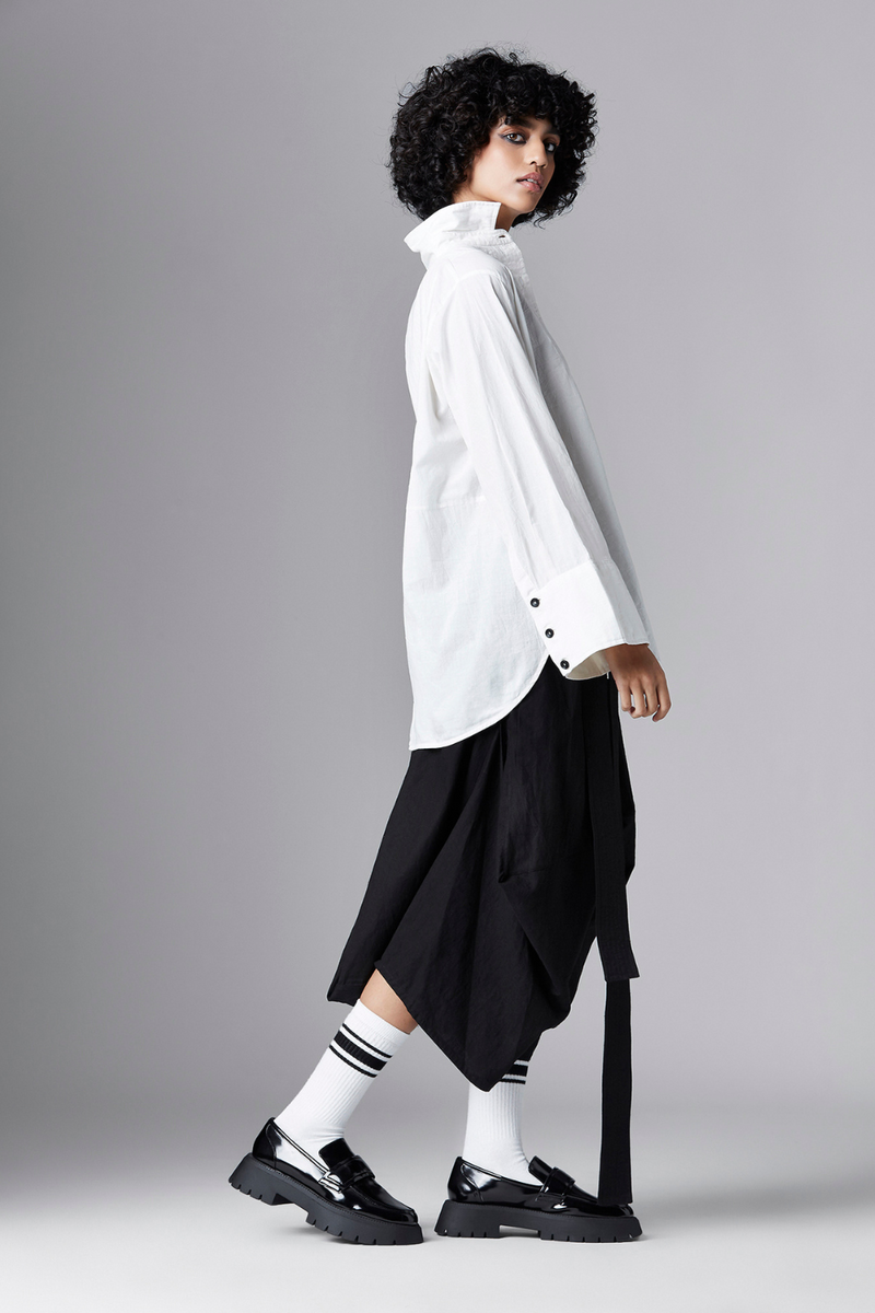 OVIA SHIRT cotton Tops and Shirts by Chola in white color for women in Singapore