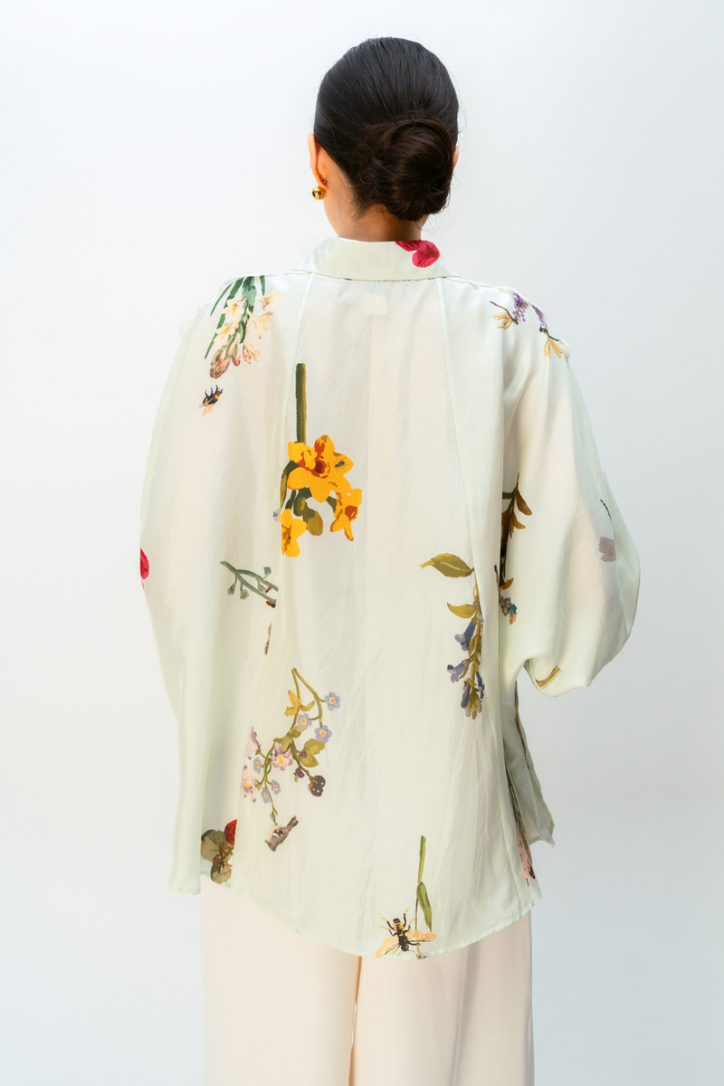 PETAL POP SHIRT silk top/shirt by Ode to Odd in green for women in Singapore