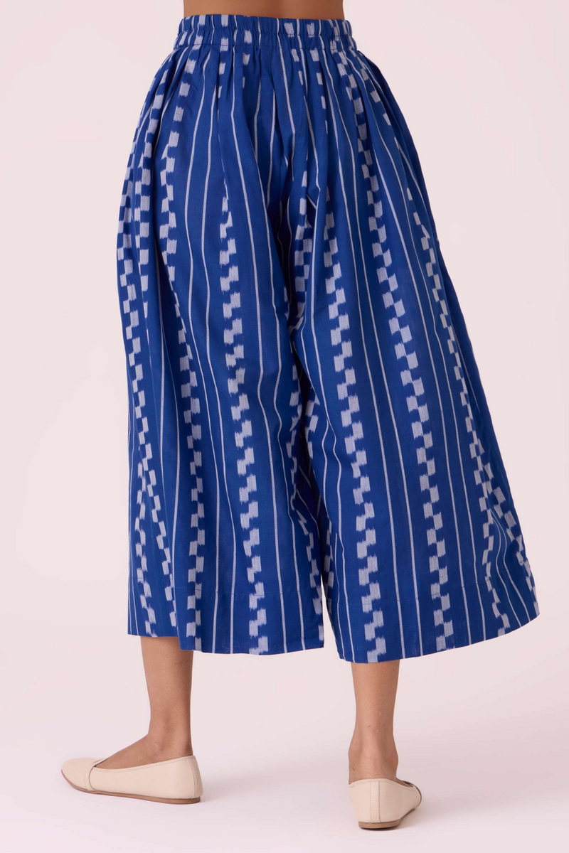 Douglas Blue Striped Ikat Pants cotton by The Summer House in blue color for women in Singapore