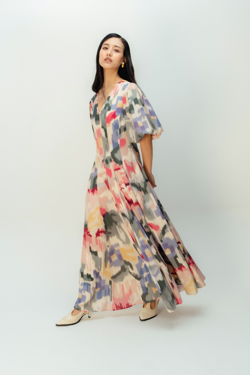 SUNWOVEN TALE DRESS crepe dress by Ode to Odd in multi for women in Singapore