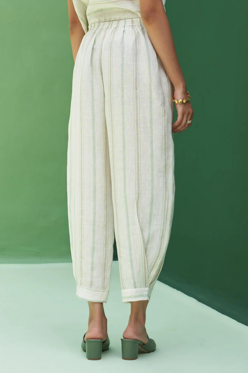Iona Striped Linen Pant
- Mint linen by Manan in mint color for women in Singapore