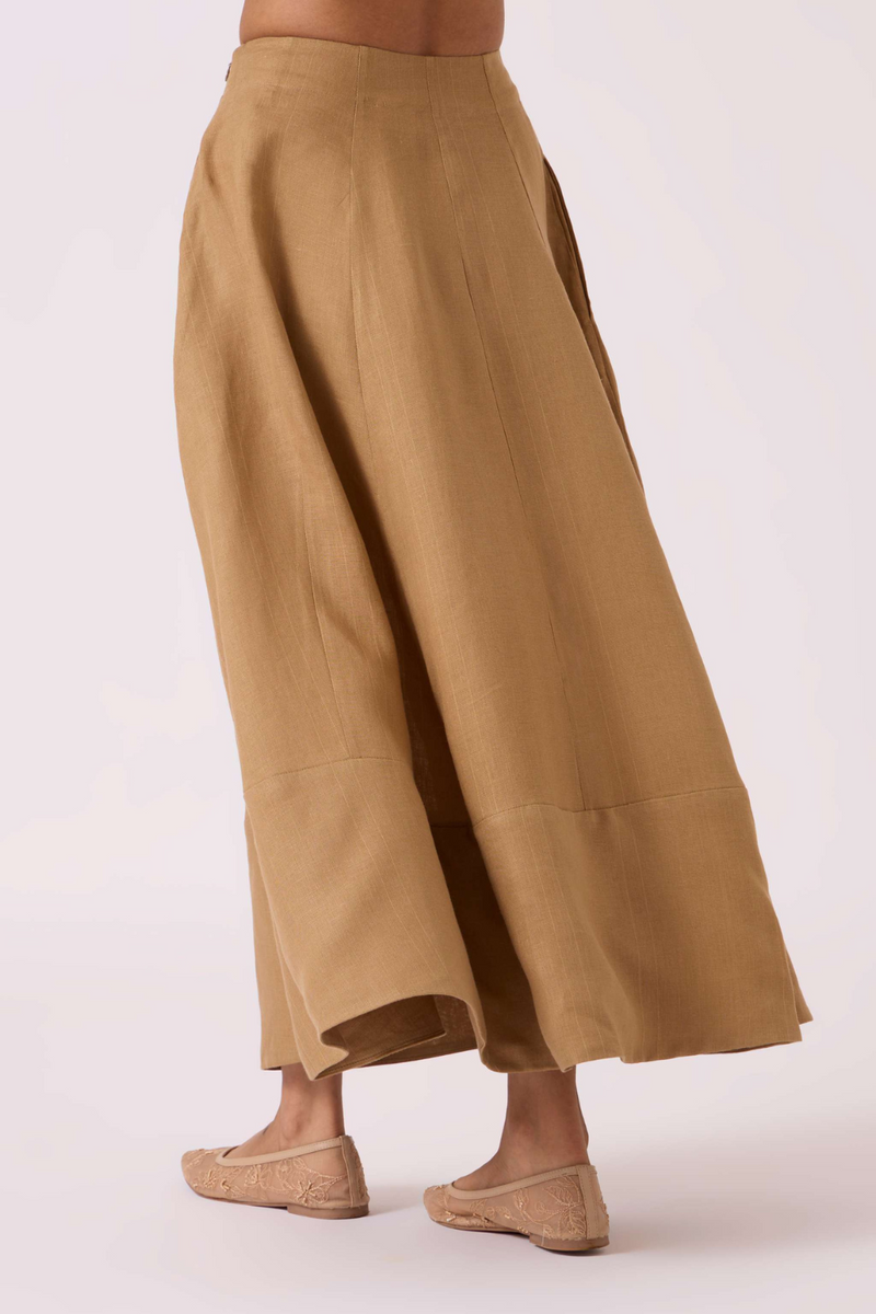 Marner Tan Linen Skirt linen by The Summer House for women in Singapore