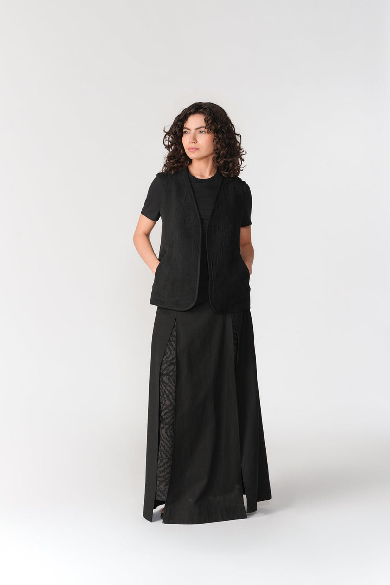 Duo Vest jacket/overlay by Turn Black in black for women in Singapore