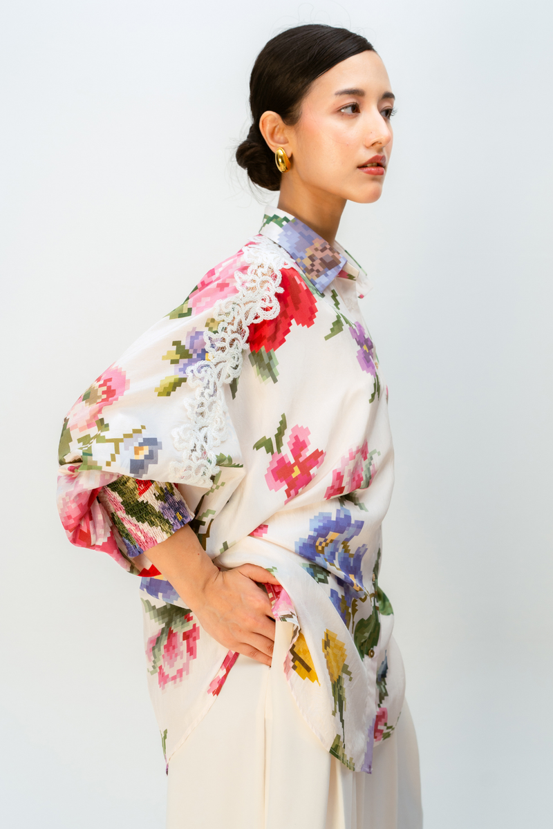 LILAC DRIFT SHIRT silk top/shirt by Ode to Odd in multi for women in Singapore
