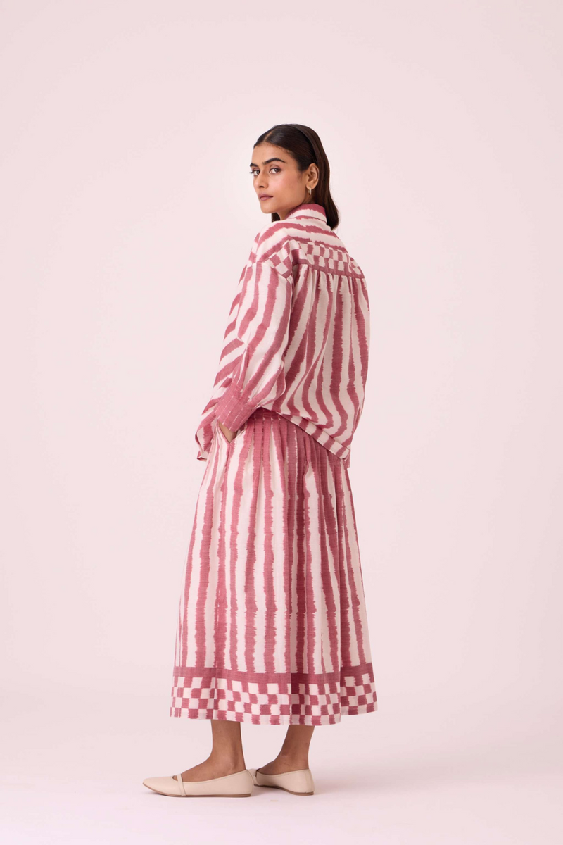 Levin Rhubarb Striped Ikat Skirt cotton by The Summer House for women in Singapore
