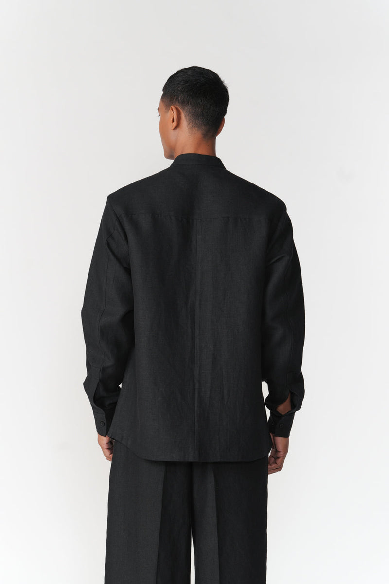 Frayed Detail Shirt top/shirt by Turn Black in black for men in Singapore