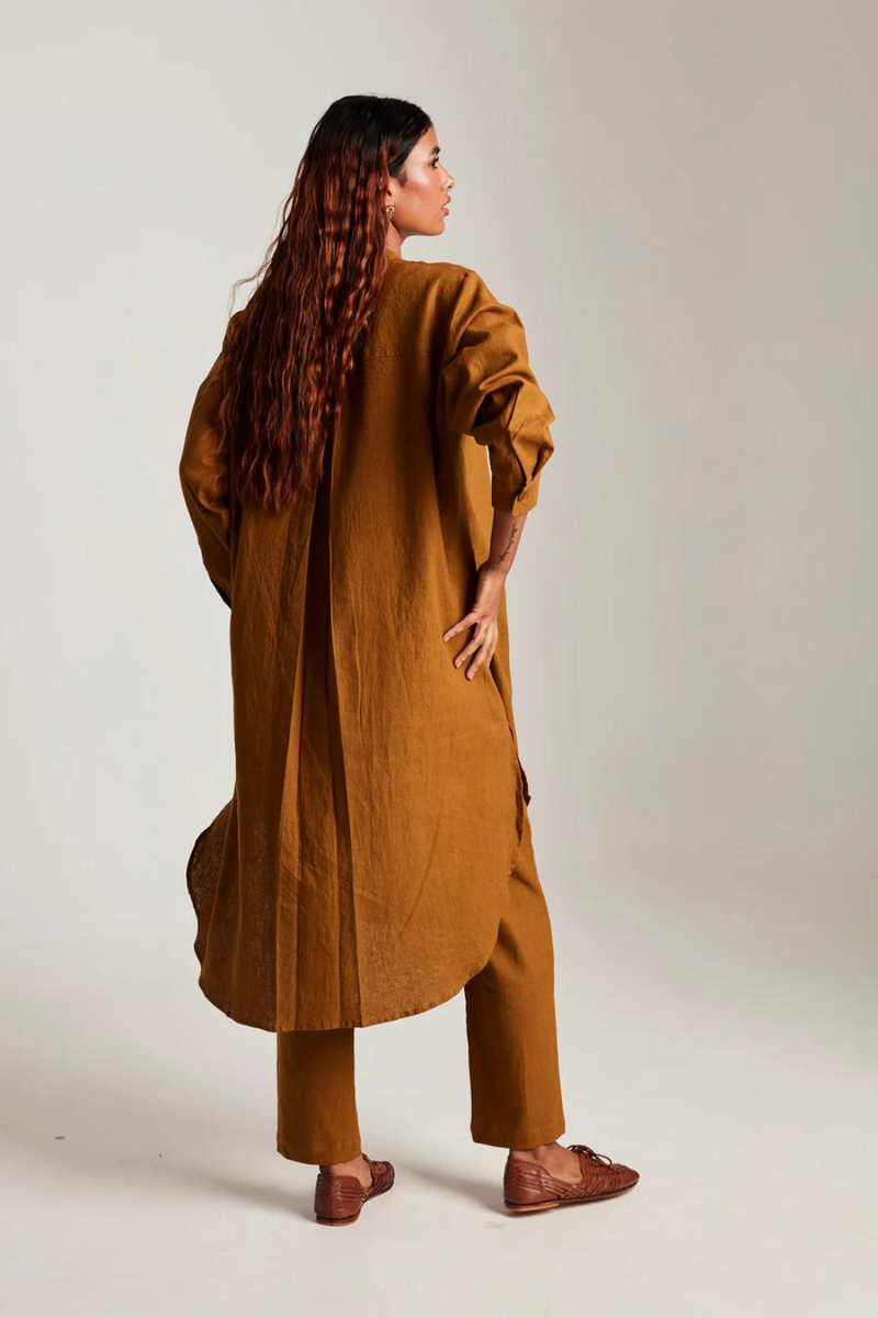 Olive Co-Linen Round Hem Kurta set