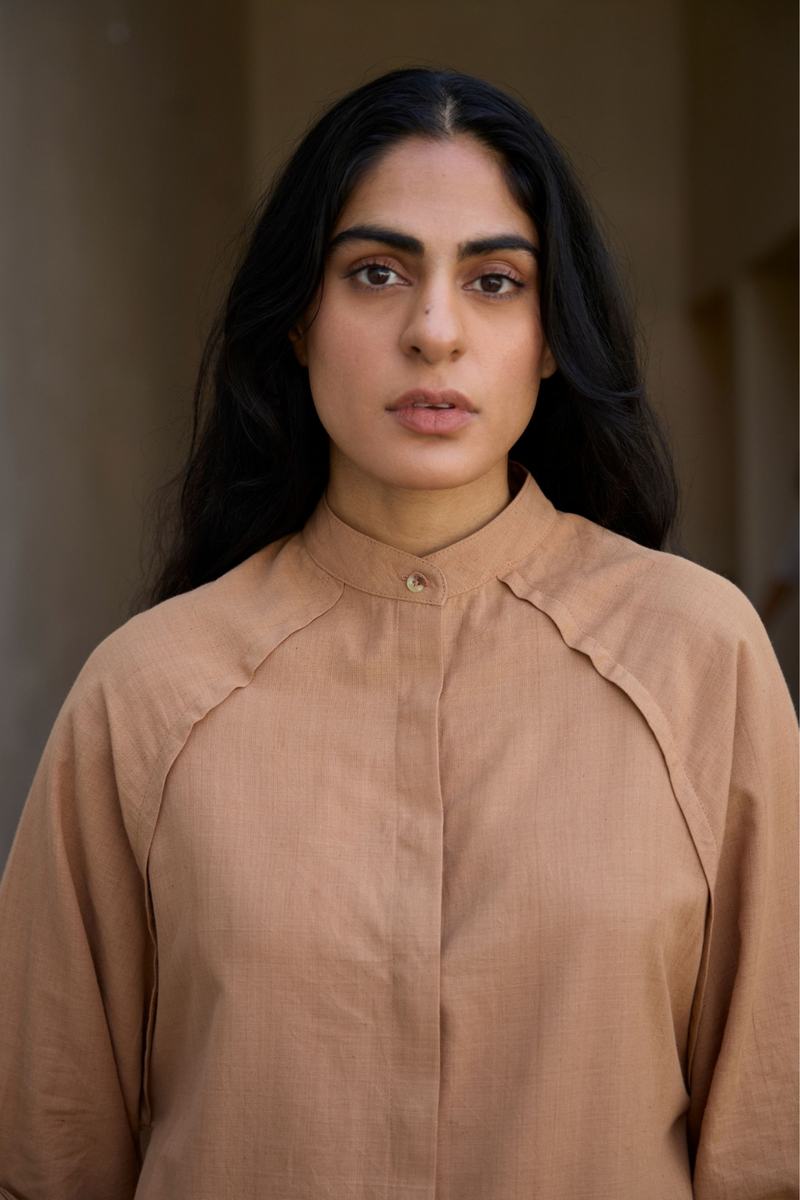 Brabourne Handwoven Brown Co-ord Set cotton by The Summer House in brown color for women in Singapore