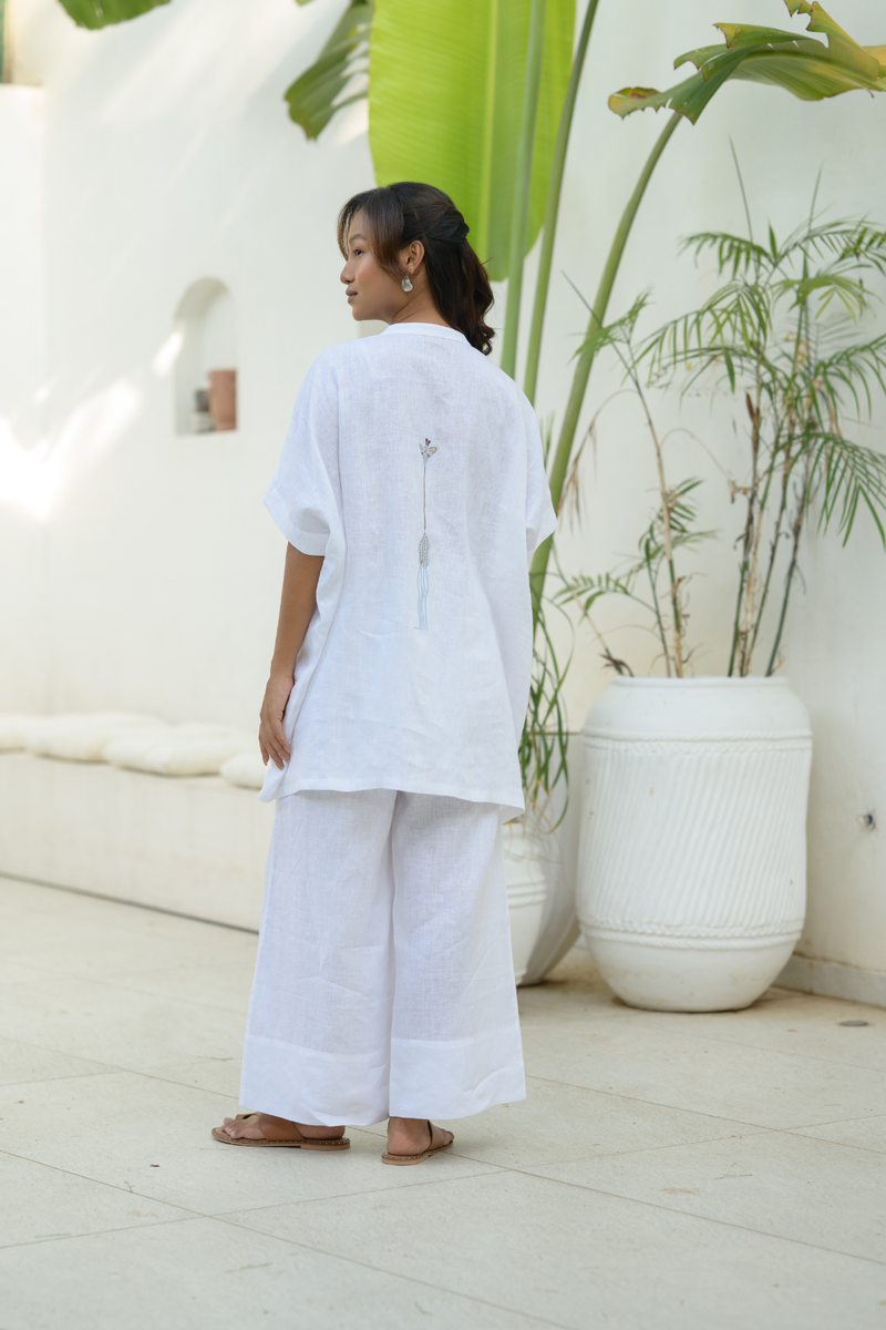 Clear Skies Linen Pants linen pant/trouser by Zanzibar Living in ivory for women in Singapore