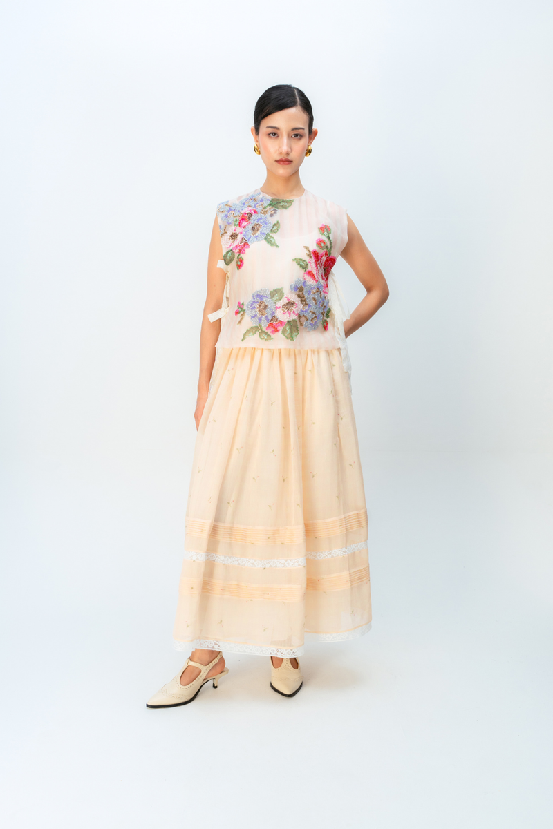 WILD MOSS BIB silk organza jacket/overlay by Ode to Odd in blush pink for women in Singapore