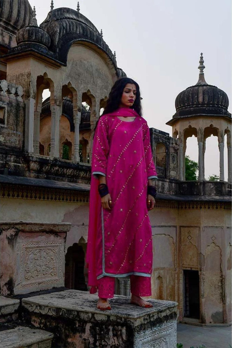 Mukta Mani Kurta Set by Tokree in pink color for women in Singapore