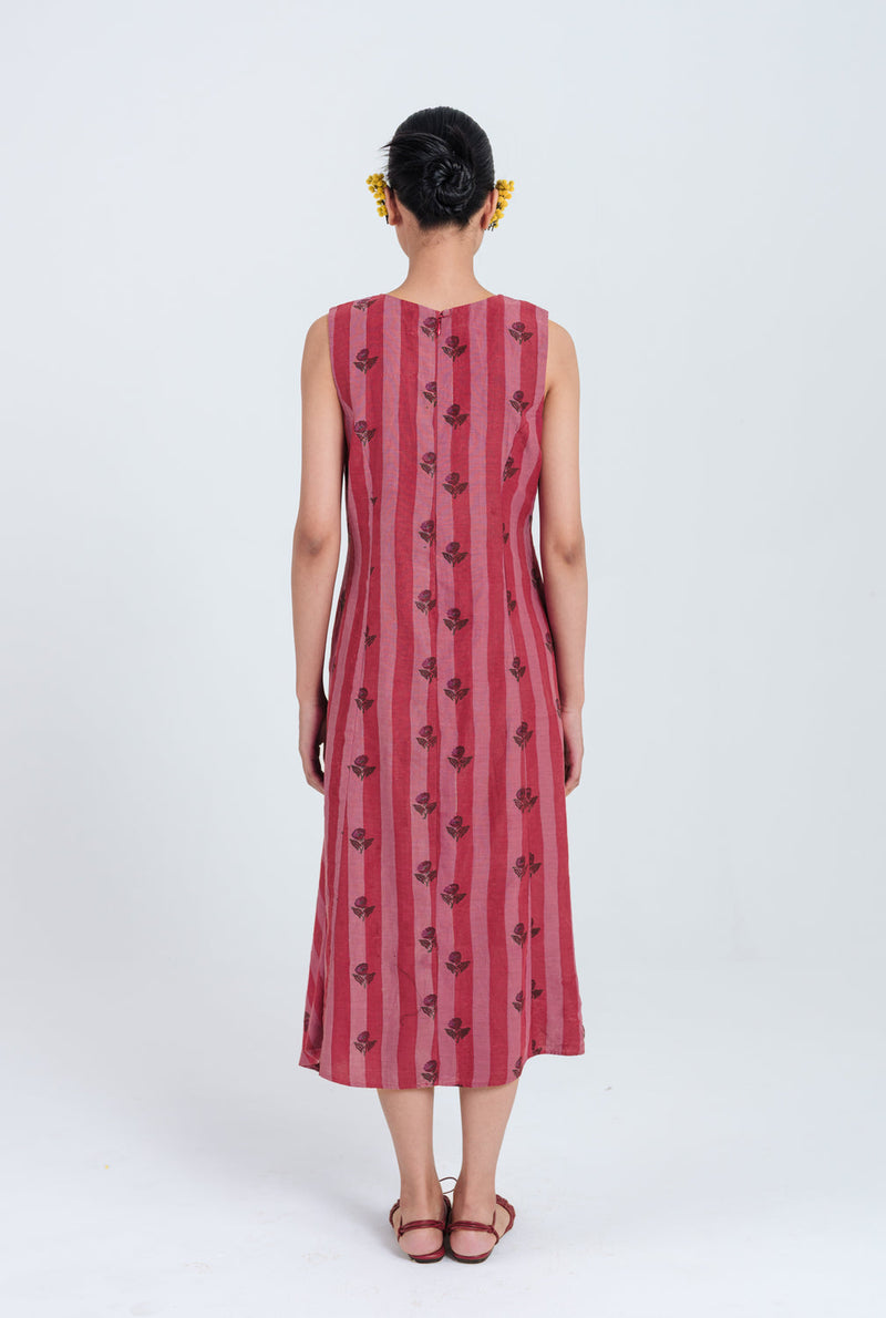 Spring Asymmetric Dress mul chanderi dress by JodiLife in red, pink for women in Singapore