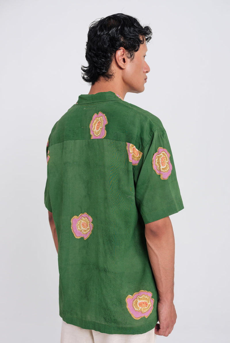 Flow Shirt muslin silk shirt by Jodi Men in green for men in Singapore