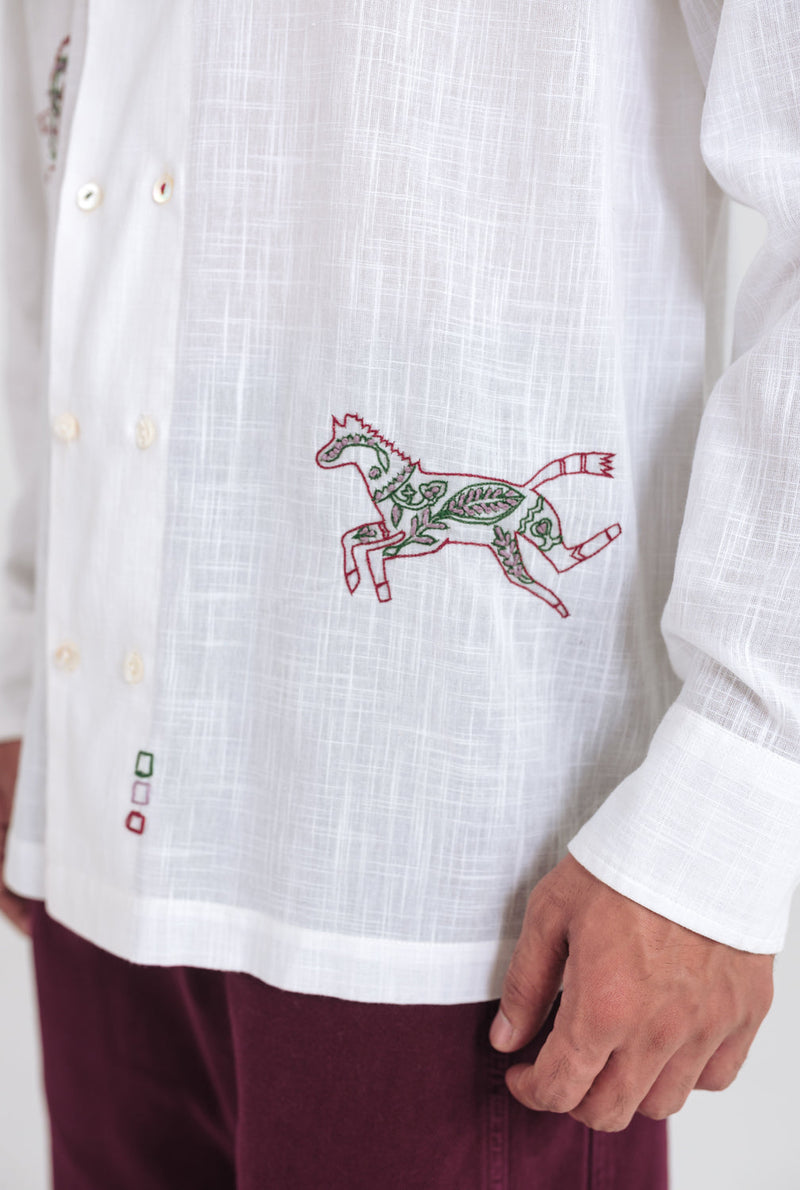 Moon Dance Shirt cotton shirt by Jodi Men in white for men in Singapore
