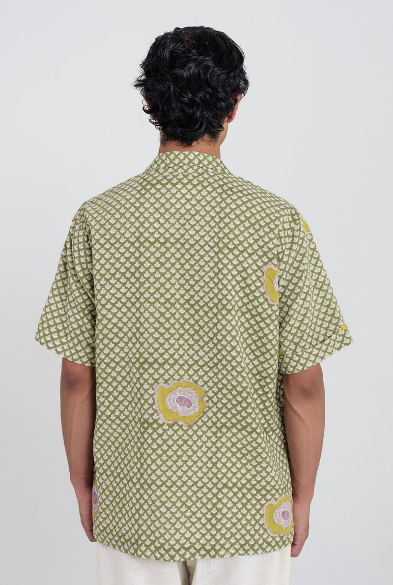 Panna Men Shirt cotton shirt by Jodi Men in green for men in Singapore