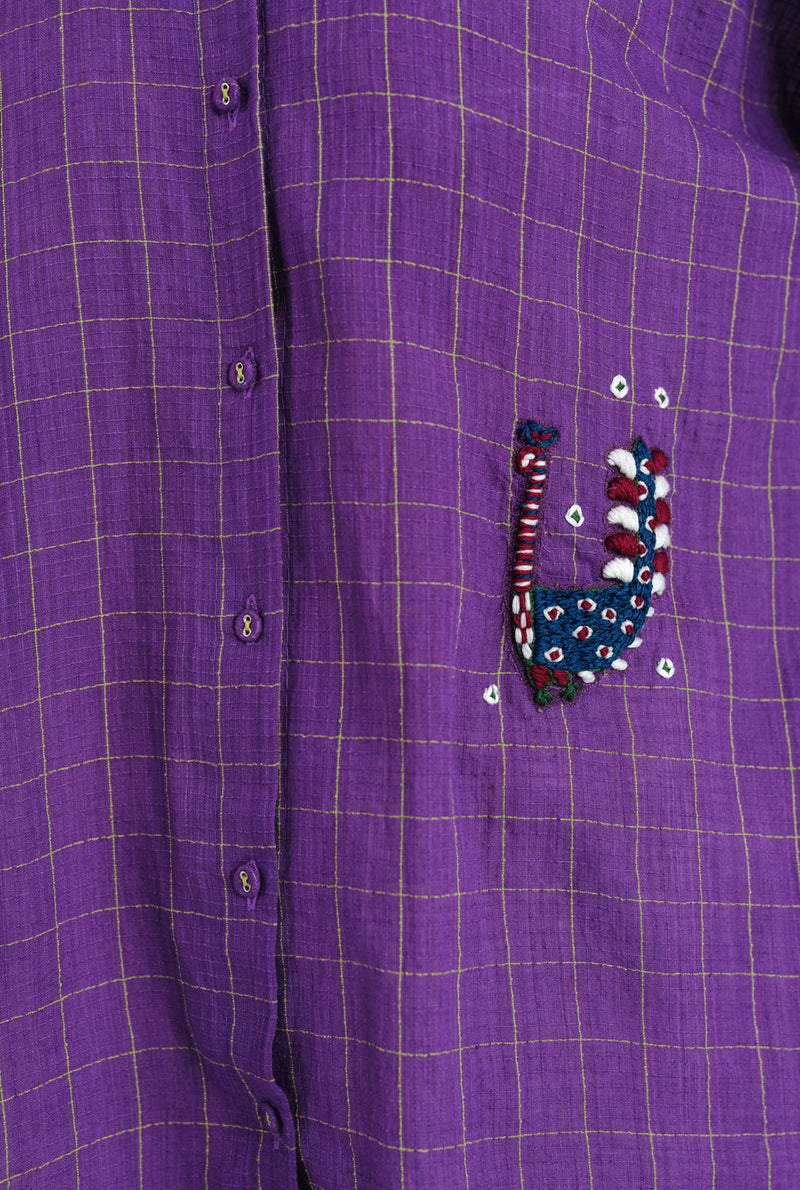 Drift Handloom Shirt handwoven cotton top/shirt by JodiLife in purple for women in Singapore