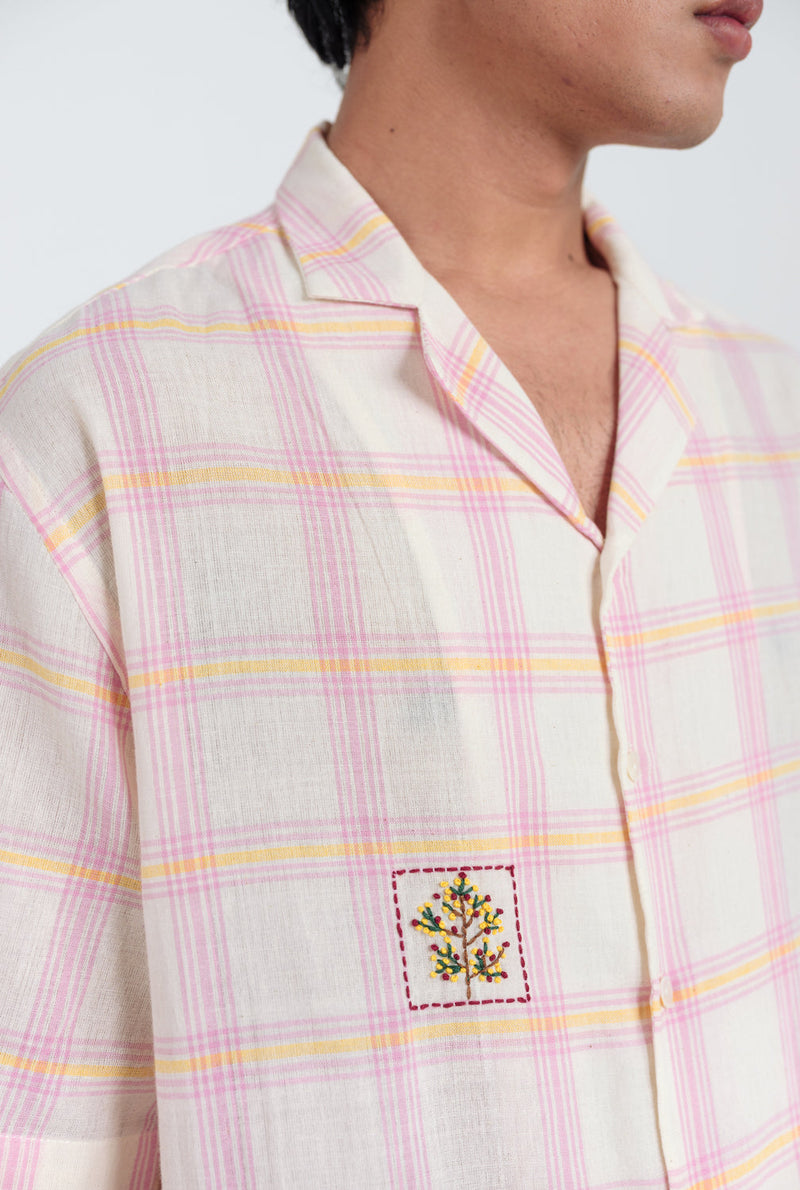 Chataai Men Shirt cotton shirt by Jodi Men in white, pink for men in Singapore