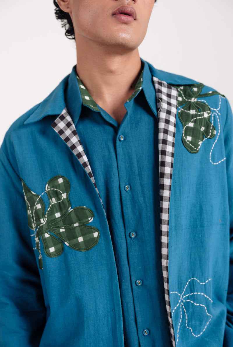 Ether Handloom Men Jacket kala cotton jacket by Jodi Men in blue for men in Singapore