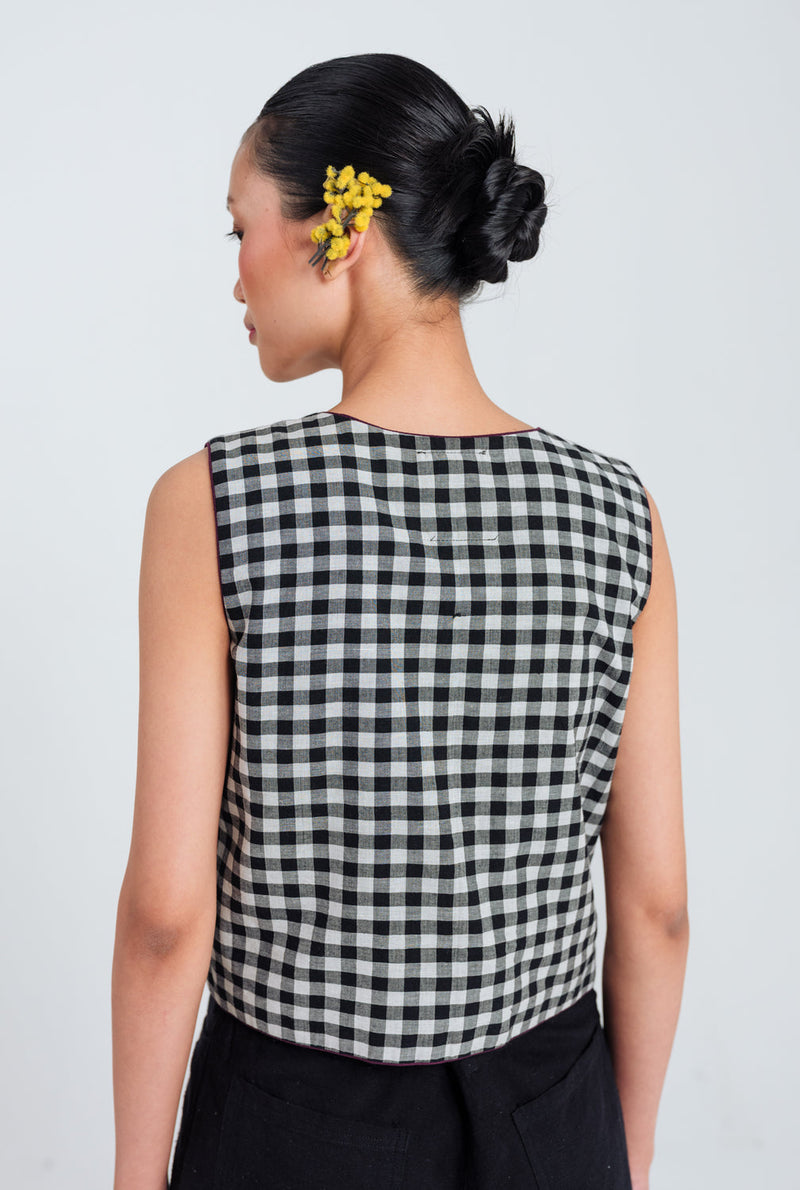 Groove Handloom Waistcoat handwoven cotton jacket/overlay by JodiLife in black, white for women in Singapore