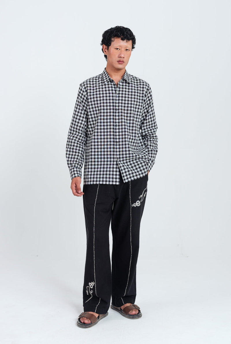 Groove Handloom Shirt cotton shirt by Jodi Men in black, white for men in Singapore