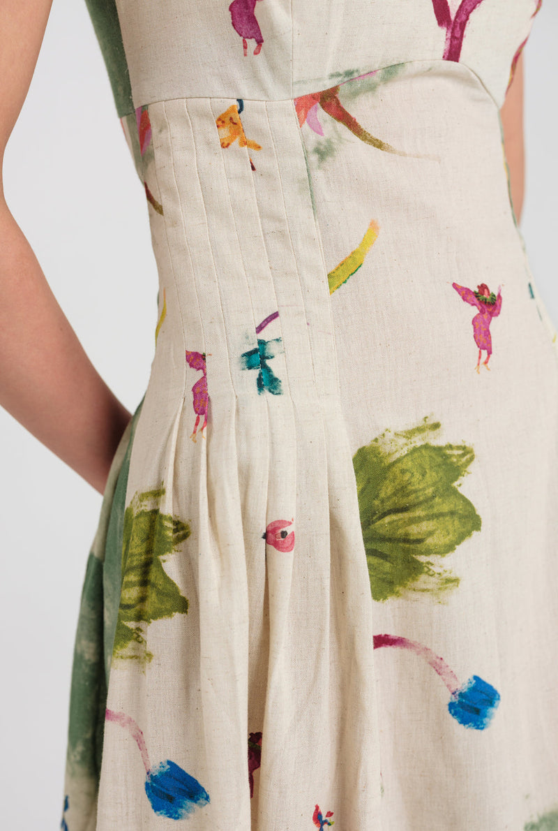 Sway Pleated Dress cotton flex dress by JodiLife in offwhite, green for women in Singapore