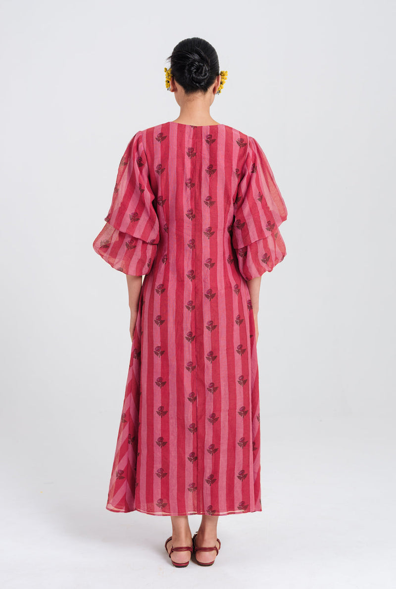 Spring Dress mul chanderi dress by JodiLife in red, pink for women in Singapore