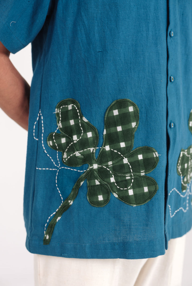 Ether Handloom Men Shirt kala cotton shirt by Jodi Men in blue for men in Singapore