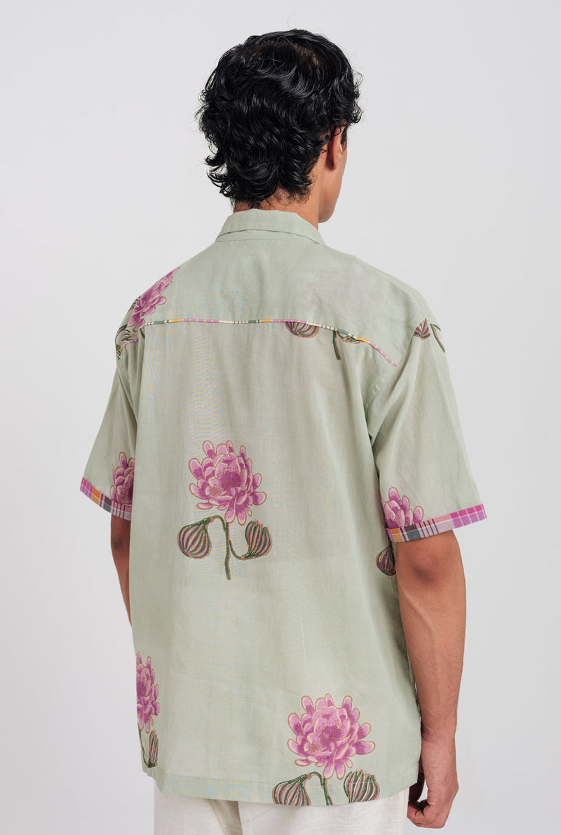 Gulkand Shirt cotton shirt by Jodi Men in green, pink for men in Singapore